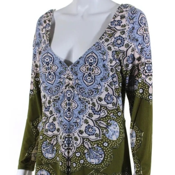 Free People Womens New Floral Pattern Long Sleeve Scoop Neck Dress NWT - Picture 3 of 6